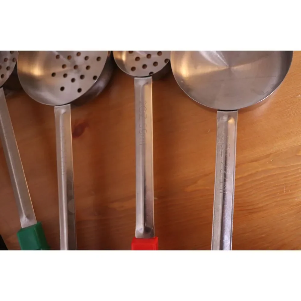 Portion Control Serving Spoons (Set of 8), Slotted & Unslotted Portion Scoops